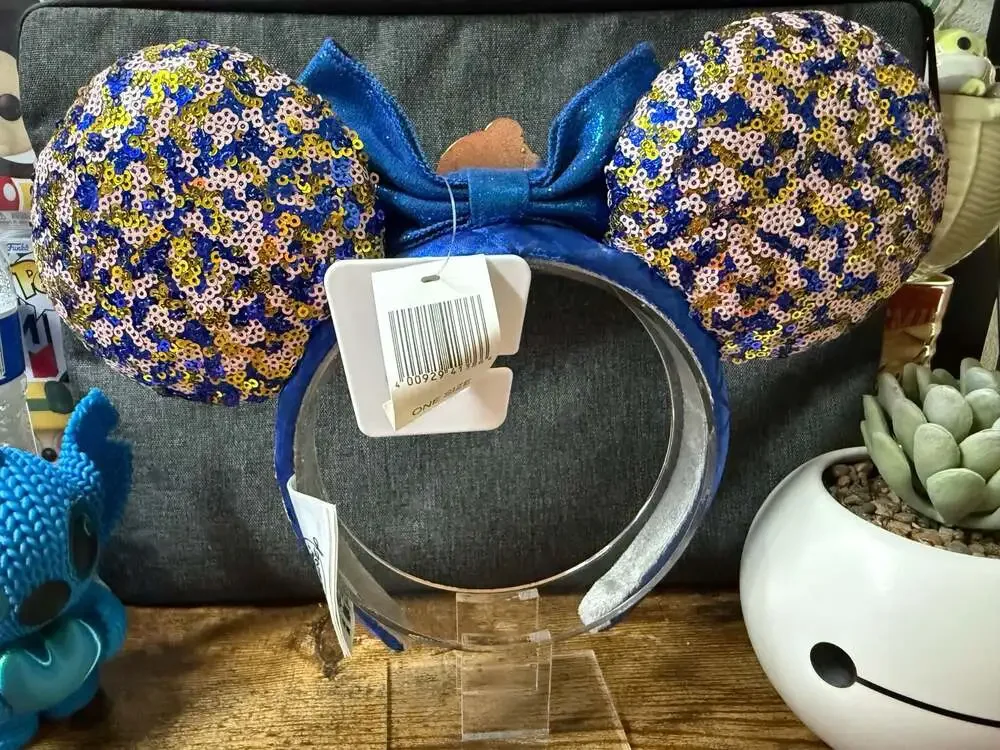 NWT Disney Parks Annual Passholder Exclusive Ear Headband Blue Sequin WDW